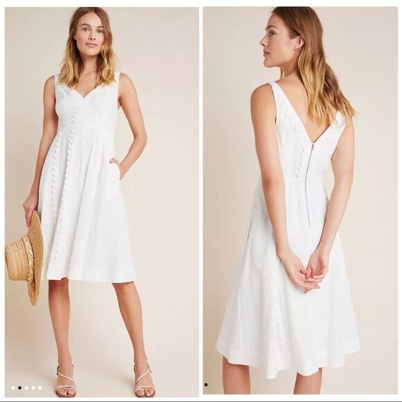 Anthropologie White sleeveless midi dress Size 6 - Picture 9 of 10